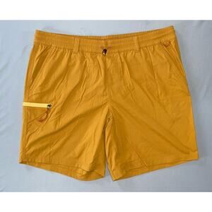 REI Pull On Stretch Nylon Zip Cargo Pocket Hiking Shorts. Burnt Orange, Men's L.